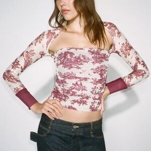 Miaou Iris Top in Maroon Toile